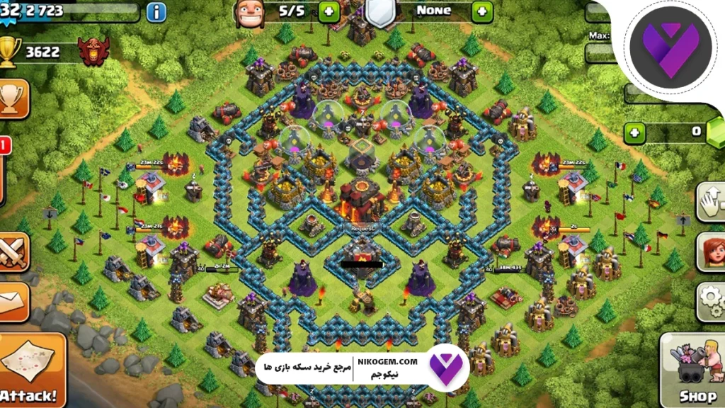 بهترین چیدمان دفاعی برای کلن وار کلش 2025 + معرفی مپ وار برای تاون هال 10 به بالا